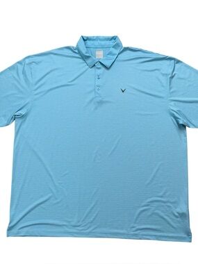 Callaway Golf Polo Shirt Mens 4XLT Opti-Dri Short Sleeve Performance Blue Stripe